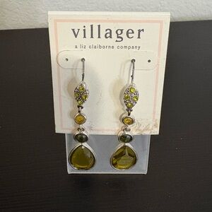 Villager for Liz Claiborne dangling earrings multiple faceted silver tone. New.
